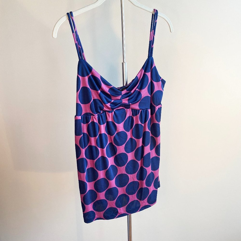 INC Magenta and Navy Polka Dot Top, Perfect Condition